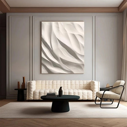 Minimalist White Abstract 3D Effect Wall Art Canvas Print Nordic Geometric Poster For Modern Living Room Office Décor