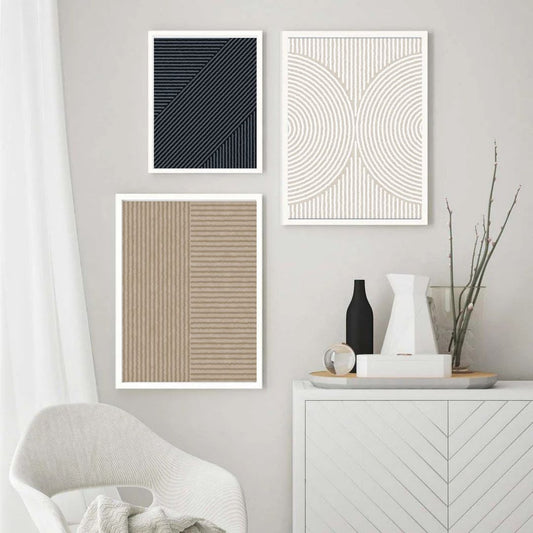 Modern Abstract Black White Beige Geometric Wall Art Canvas Prints For Nordic Living Room Wall Decor
