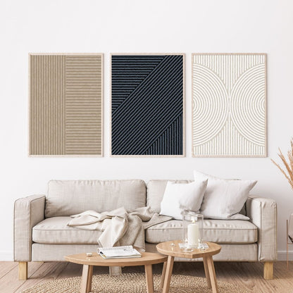 Modern Abstract Black White Beige Geometric Wall Art Canvas Prints For Nordic Living Room Wall Decor