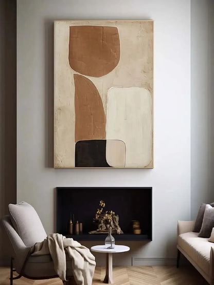 Modern Abstract Brown Beige Canvas Print Wall Art For Scandinavian Living Room Bedroom Decor