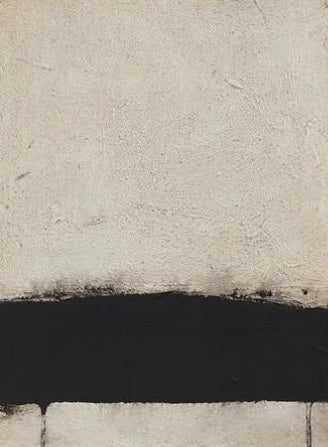 Modern Abstract Hand Painted Beige Black Wall Art | Minimalist Pastel Acrylic Painting On Canvas For Living Room Bedroom Decor