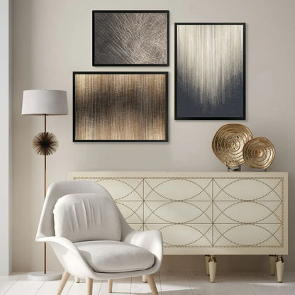 Modern Abstract Luxury Black Gray Metallic Effect Wall Art Canvas Prints Large Poster For Modern Living Room Bedroom Home Decor