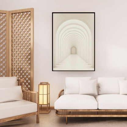 Modern Architectural Abstract Beige Wall Art Canvas Print Minimalist Geometric Poster for Living Room Bedroom Decor