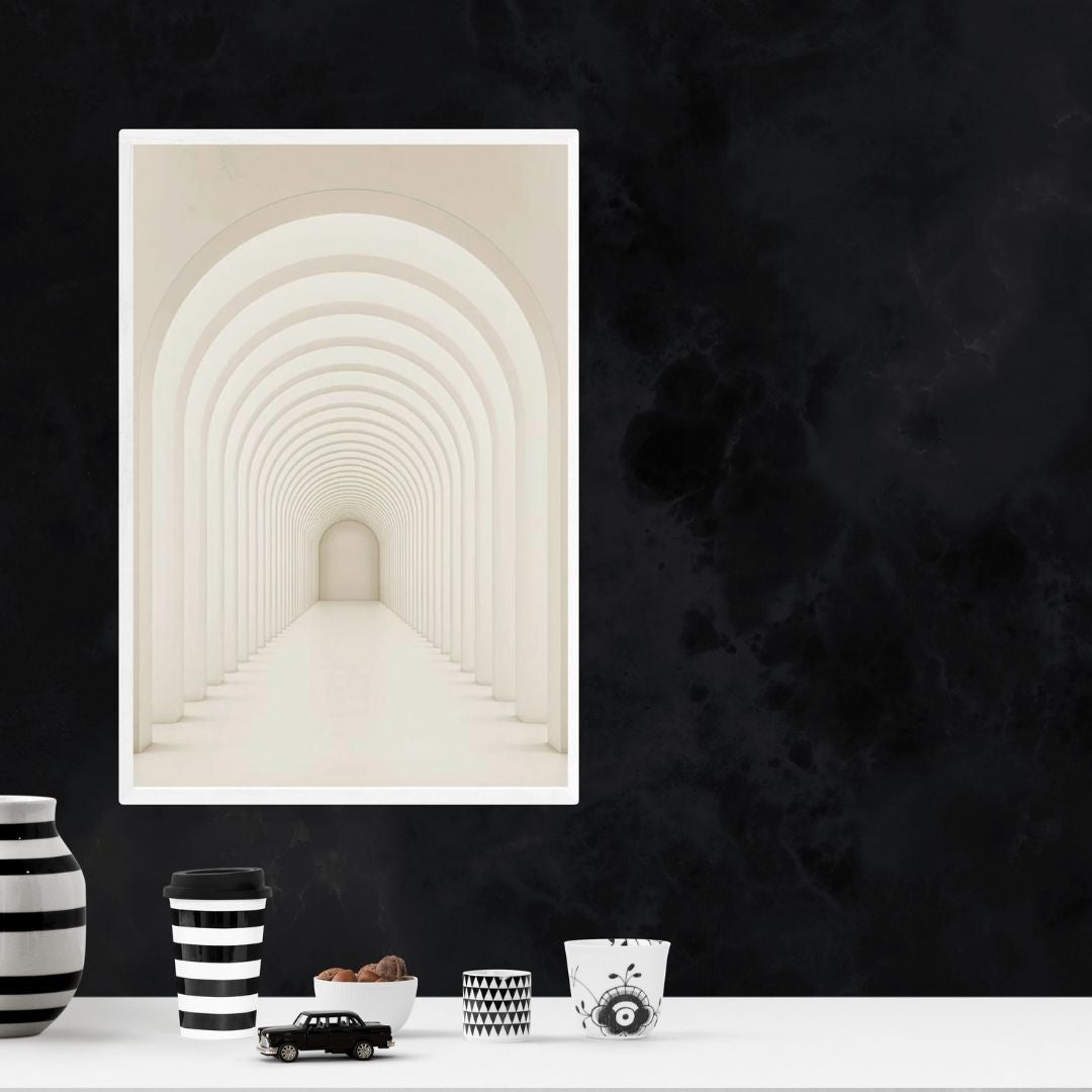 Modern Architectural Abstract Beige Wall Art Canvas Print Minimalist Geometric Poster for Living Room Bedroom Decor