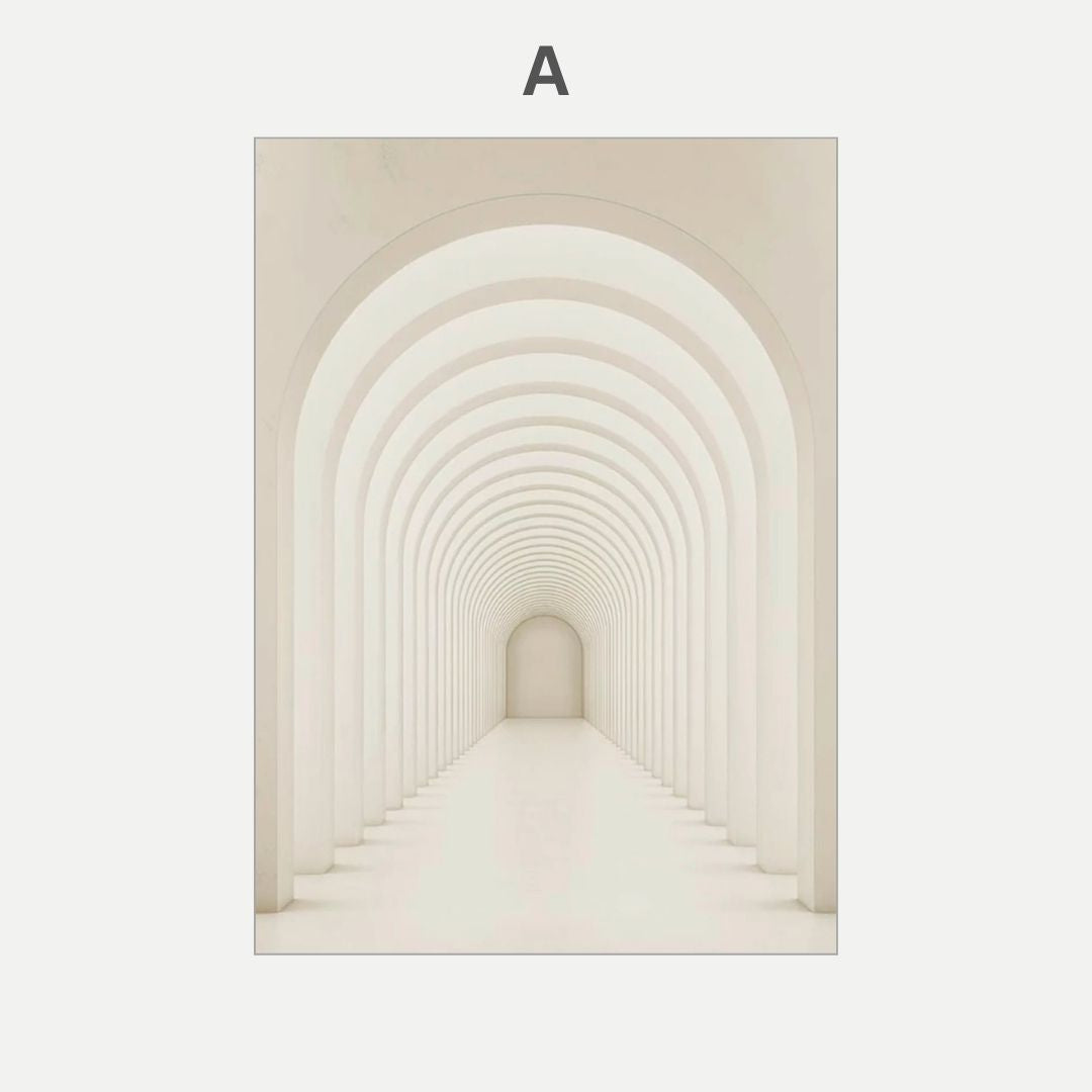 Modern Architectural Abstract Beige Wall Art Canvas Print Minimalist Geometric Poster for Living Room Bedroom Decor