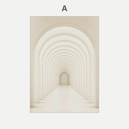 Modern Architectural Abstract Beige Wall Art Canvas Print Minimalist Geometric Poster for Living Room Bedroom Decor