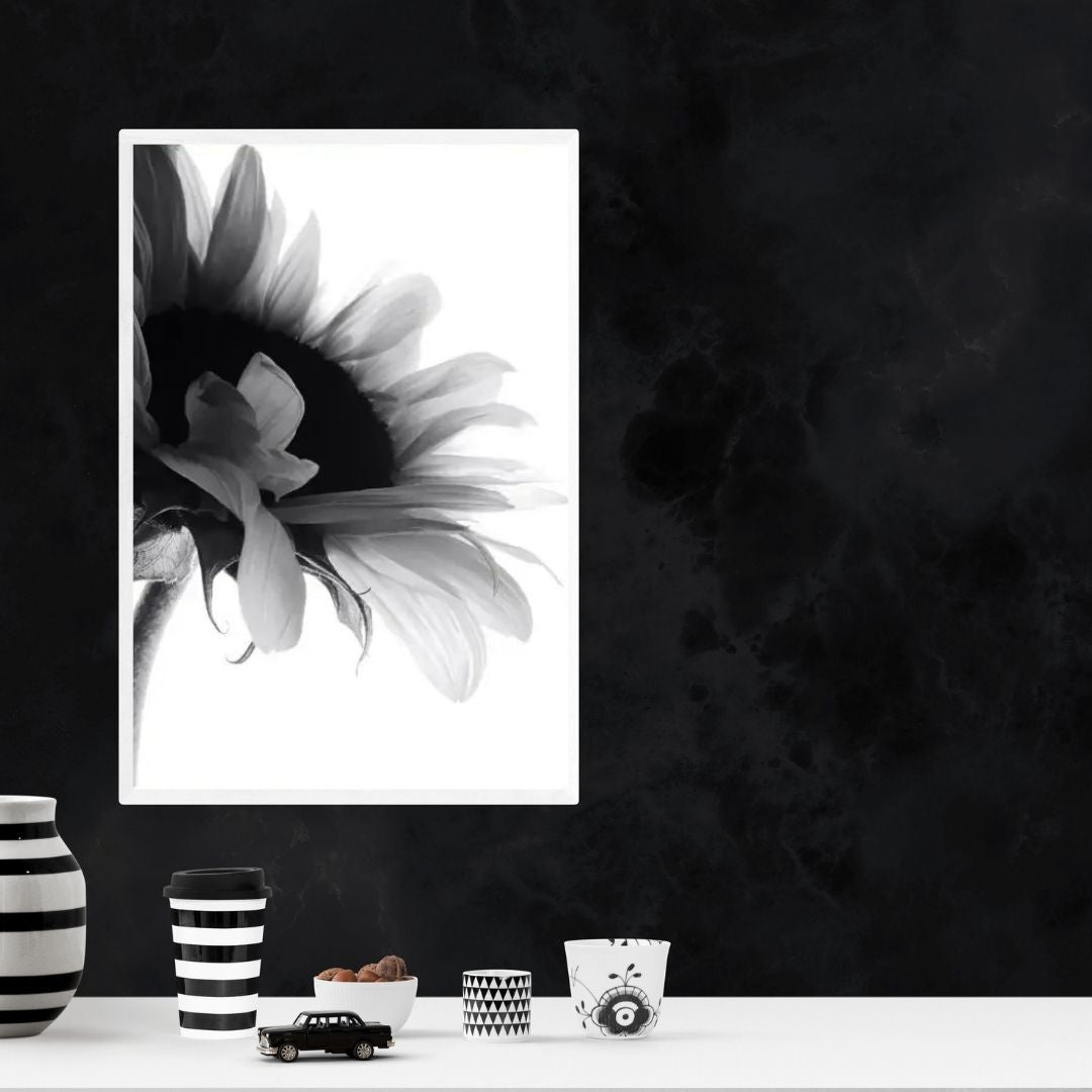 Modern Black and White Flower Minimalist Wall Art Canvas Print Botanical Poster for Living Room Bedroom Decor