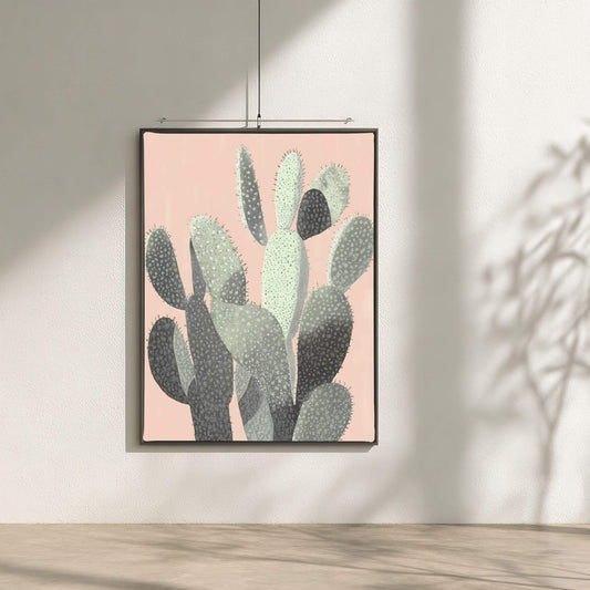 Modern Cactus Framed Canvas Wall Art