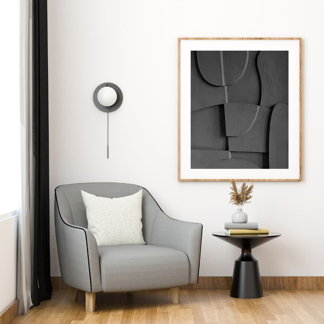 Modern Geometric 3D Effect Beige Brown Black Wabi Sabi Wall Art Canvas Print For Scandinavian Living Room Hallway Home Office Decor