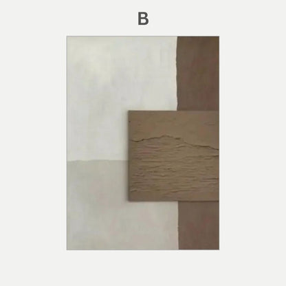 Modern Geometric 3D Effect Beige Brown Black Wabi Sabi Wall Art Canvas Print For Scandinavian Living Room Hallway Home Office Decor