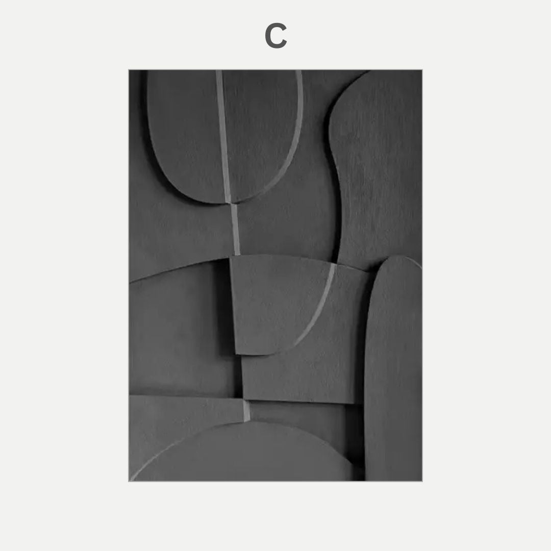 Modern Geometric 3D Effect Beige Brown Black Wabi Sabi Wall Art Canvas Print For Scandinavian Living Room Hallway Home Office Decor