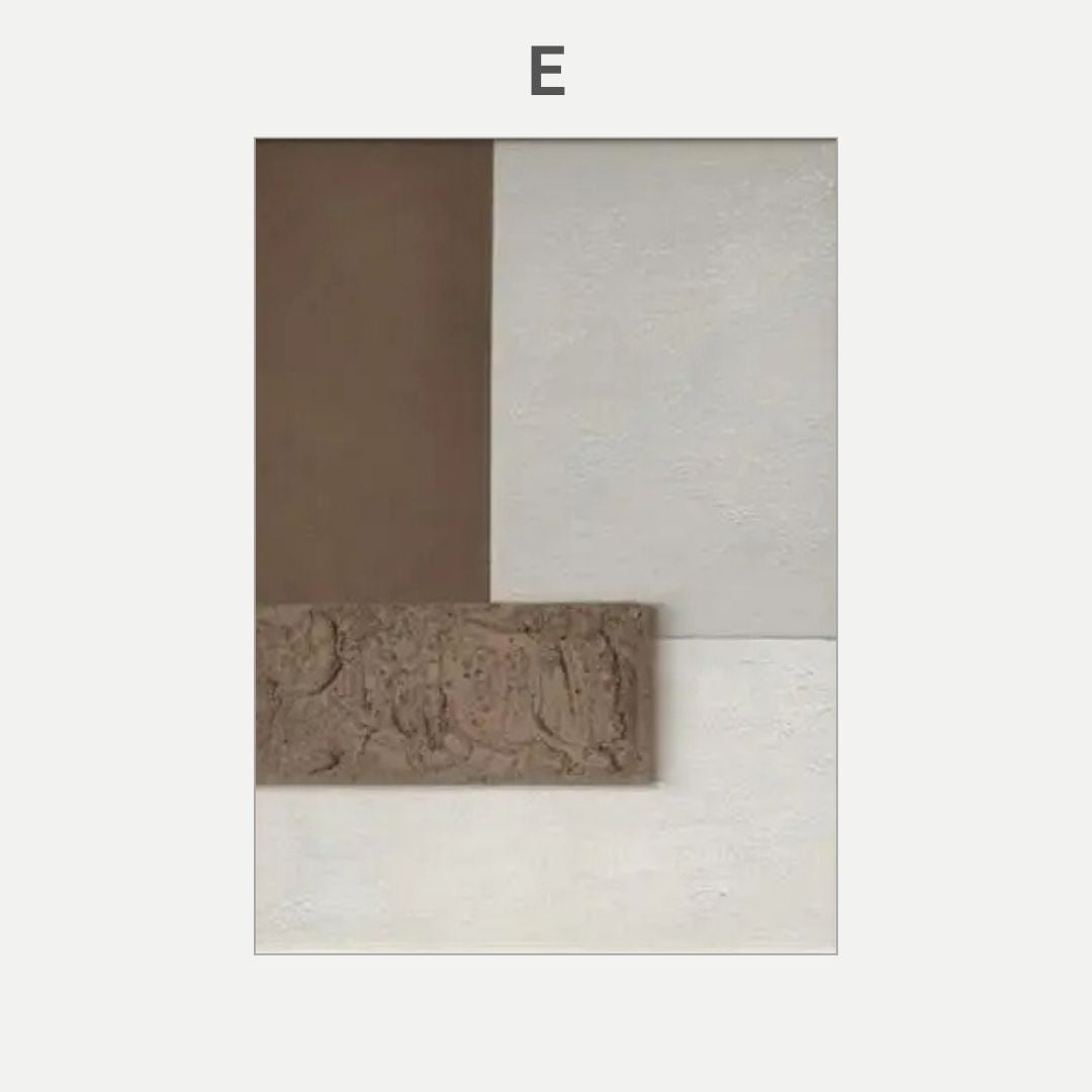 Modern Geometric 3D Effect Beige Brown Black Wabi Sabi Wall Art Canvas Print For Scandinavian Living Room Hallway Home Office Decor