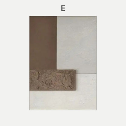 Modern Geometric 3D Effect Beige Brown Black Wabi Sabi Wall Art Canvas Print For Scandinavian Living Room Hallway Home Office Decor