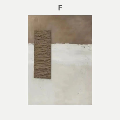 Modern Geometric 3D Effect Beige Brown Black Wabi Sabi Wall Art Canvas Print For Scandinavian Living Room Hallway Home Office Decor