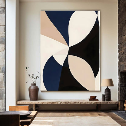 Modern Geometric Abstract Framed Wall Art Canvas Print - Mid Century Style Poster
