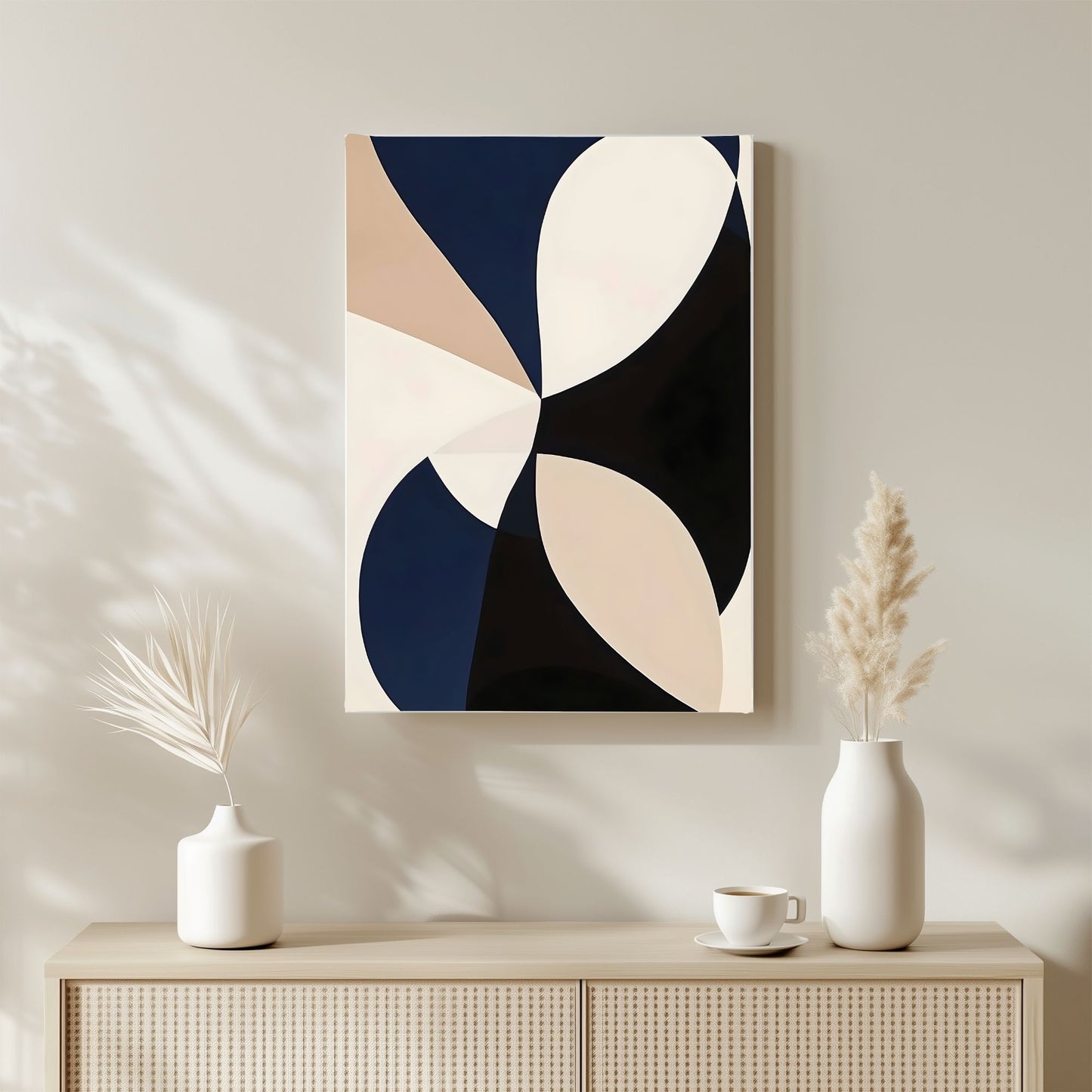 Modern Geometric Abstract Framed Wall Art Canvas Print - Mid Century Style Poster