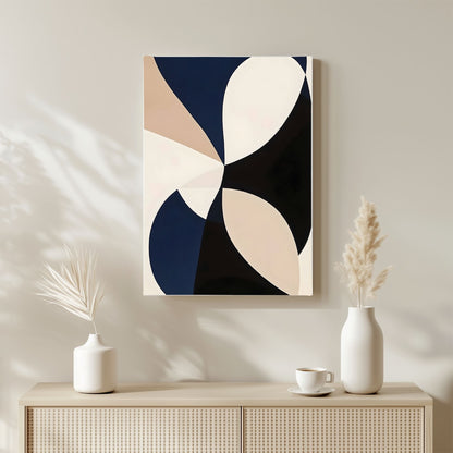 Modern Geometric Abstract Framed Wall Art Canvas Print - Mid Century Style Poster