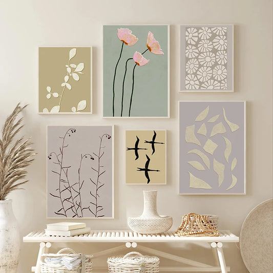 Modern Geometric Pastel Pattern Abstract Aesthetic Wall Art Canvas Prints For Scandinavian Living Room Bedroom Wall Decor