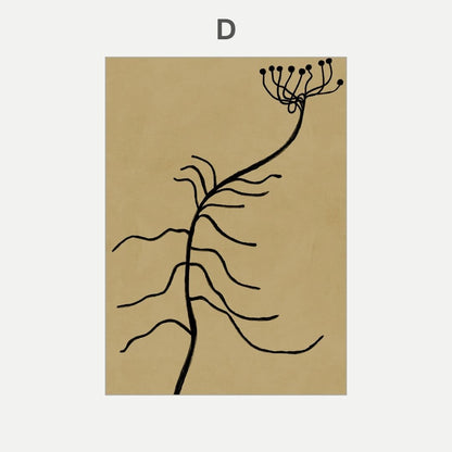Black line drawing of a plant on a beige background