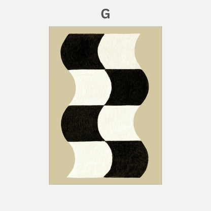Black and white geometric pattern on a beige background