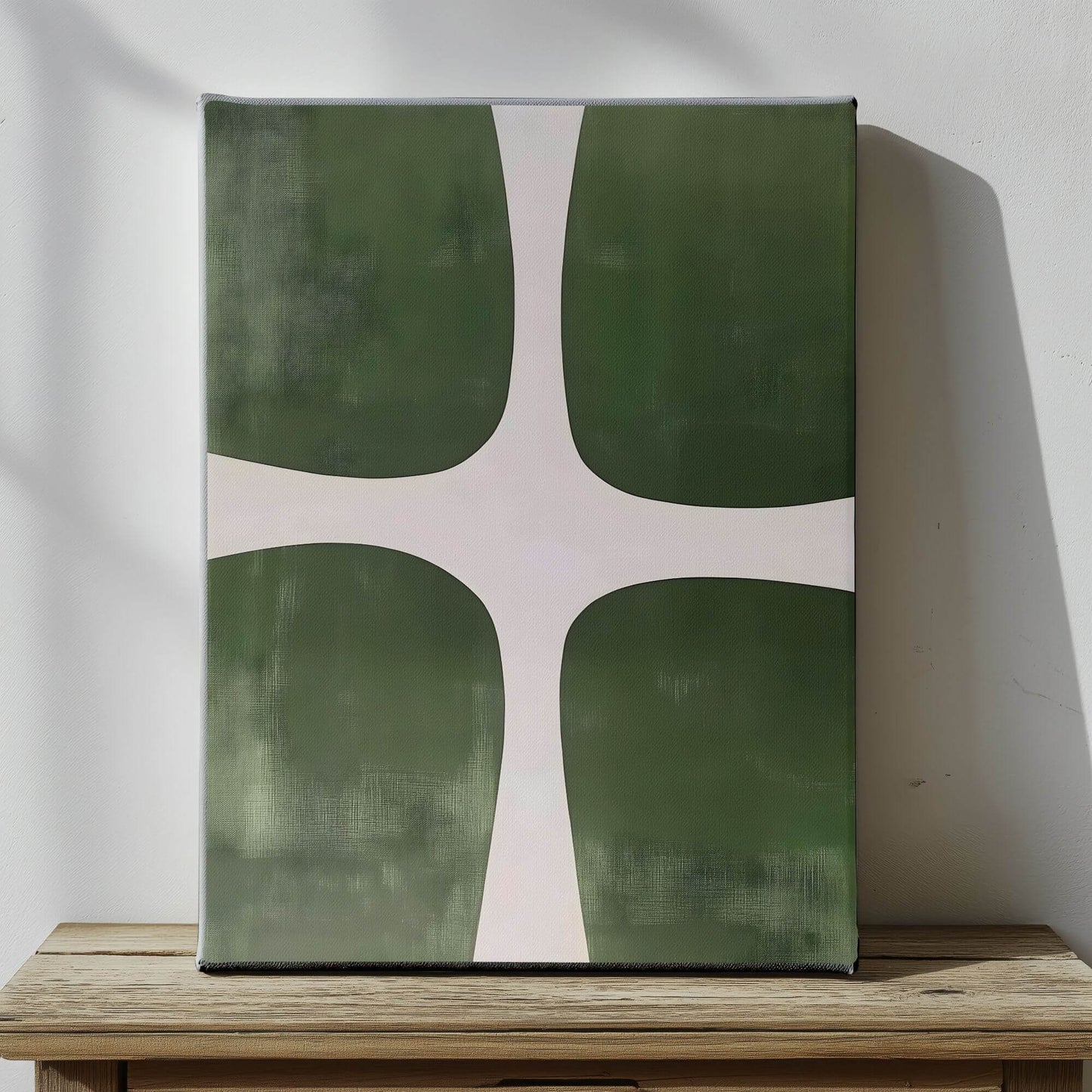 Modern Green Geometric Abstract Framed Wall Art Canvas Print