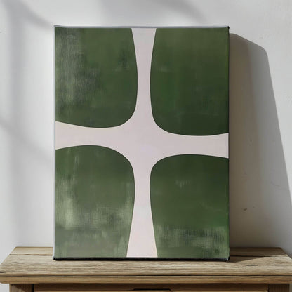 Modern Green Geometric Abstract Framed Wall Art Canvas Print