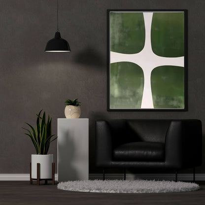 Modern Green Geometric Abstract Framed Wall Art Canvas Print