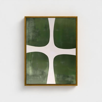 Modern Green Geometric Abstract Framed Wall Art Canvas Print