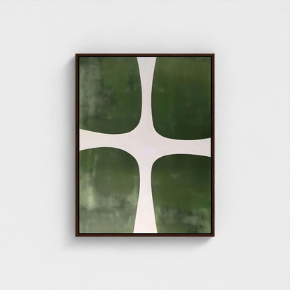 Modern Green Geometric Abstract Framed Wall Art Canvas Print