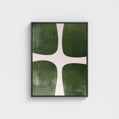 Modern Green Geometric Abstract Framed Wall Art Canvas Print