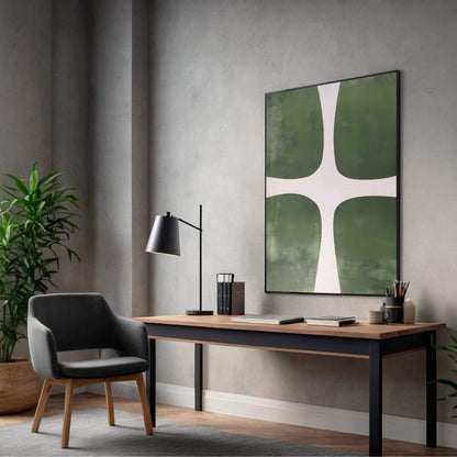 Modern Green Geometric Abstract Framed Wall Art Canvas Print