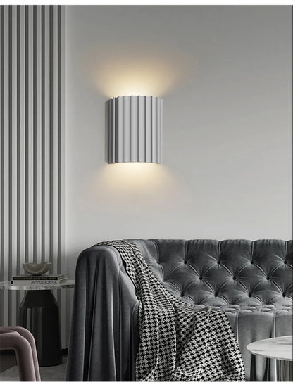 Modern Nordic LED Wall Sconce Minimalist Ribbed Wall Light Fixture for Bedroom, Living Room Hallway Indoor Home Decor