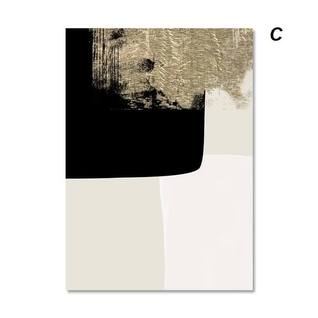 Modern Abstract Beige Black Golden Minimalist Wall Art Canvas Prints Nordic Poster Pictures For Living Room Office Wall Décor