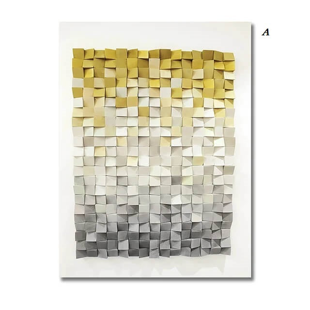Modern Abstract Geomorphic Wall Art 3D Color Block Canvas Prints Minimalist Poster For Living Room Contemporary Loft Home Décor