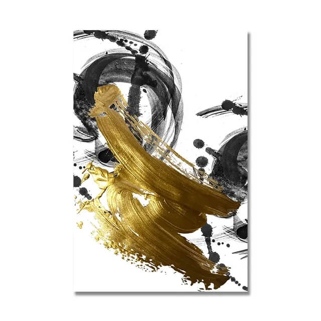 Modern Abstract Gold Black Canvas Print Minimalist Large Wall Art Nordic Flowing Poster Stylish Pictures For Modern Loft Living Room Bedroom Home Décor