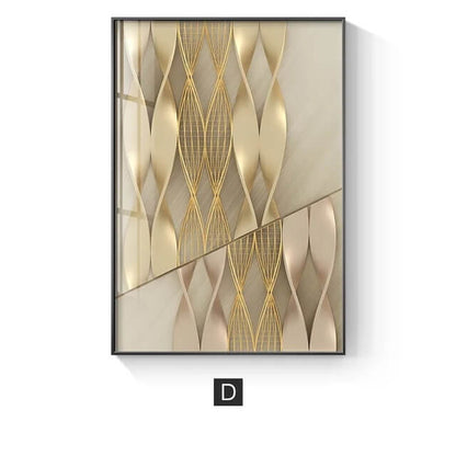 Modern Abstract Grey Golden Canvas Prints Fine Art Nordic Wall Art Architectural 3D Effect Poster Pictures For Modern Living Room Office Décor