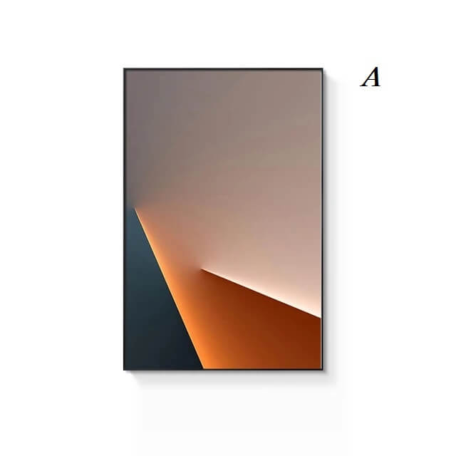 Modern Abstract Orange Grey Fine Art Canvas Prints Geometric Line 3D Effect Architectural Pictures For Urban Loft Living Room Dining Room Office Décor