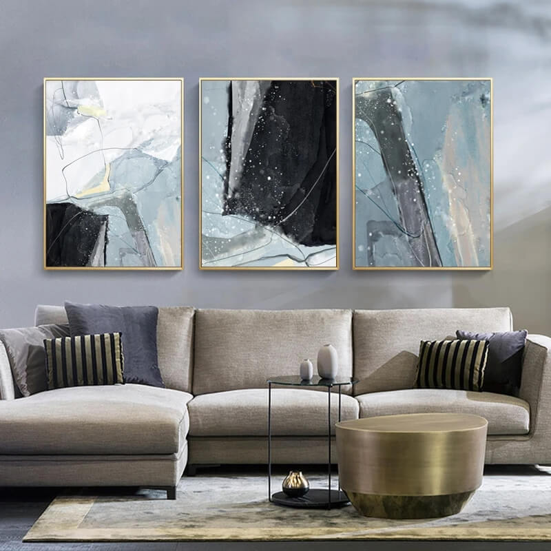 Modern Abstract White Blue Marble Canvas Prints Minimalist Pastel Hue Wall Art Nordic Fine Art For Luxury Living Room Loft Home Décor