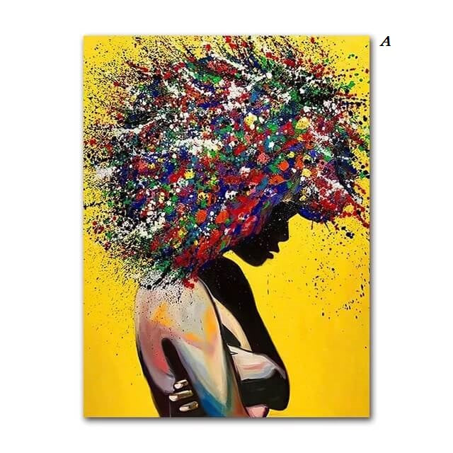 Modern Girl Canvas Prints Yellow Abstract Posters Portrait Wall Art For Modern Living Room Bedroom Home Décor