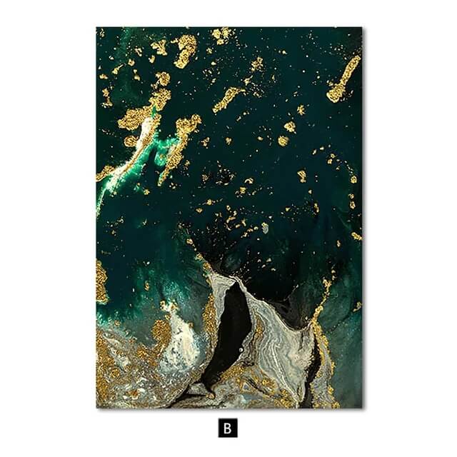 Modern Golden Green Marble Canvas Prints Abstract Emerald Wall Art Luxury Pictures For Contemporary Living Room Office Home Décor