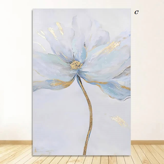 Modern Minimalist Scandinavian Flower Wall Art Pastel Blue Fine Art Canvas Prints Floral Pictures For Living Room Dining Room Bedroom Nordic Art Décor