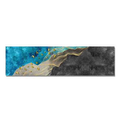 Abstract Golden Birds Blue Sky Wide Format Wall Art Canvas Prints For Above The Bed Art