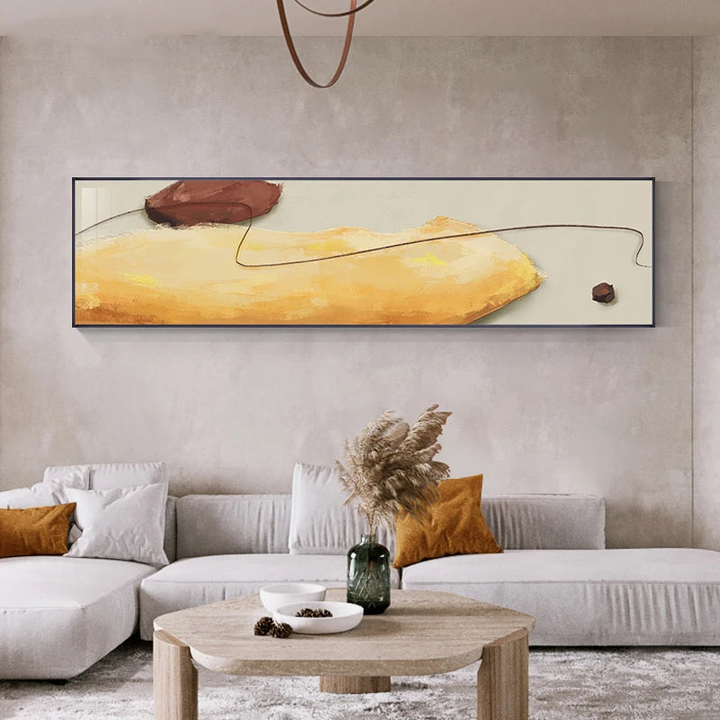 Contemporary Color Shape & Line Abstract Wall Art Canvas Prints Wide Format Poster For Bedroom Above The Bed Art