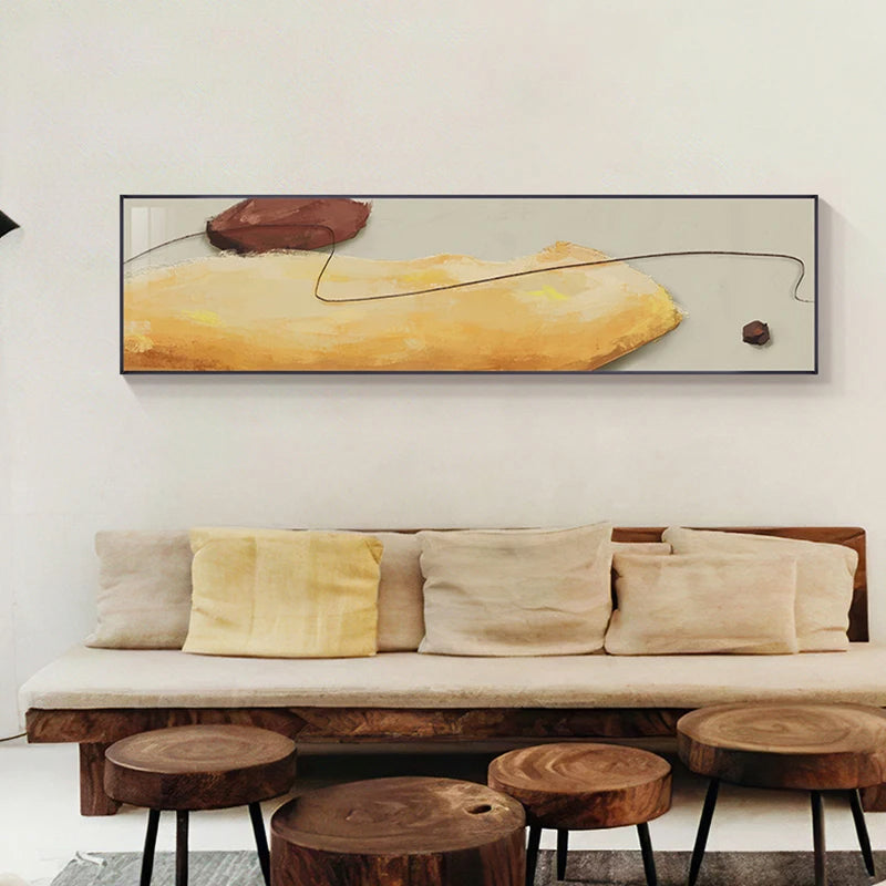 Contemporary Color Shape & Line Abstract Wall Art Canvas Prints Wide Format Poster For Bedroom Above The Bed Art