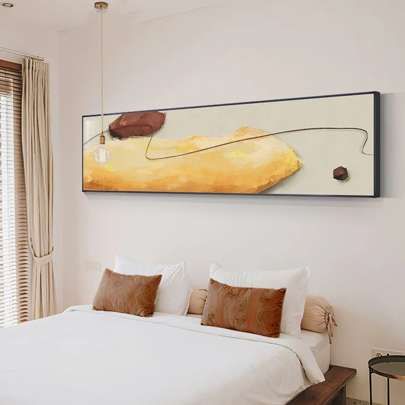 Contemporary Color Shape & Line Abstract Wall Art Canvas Prints Wide Format Poster For Bedroom Above The Bed Art