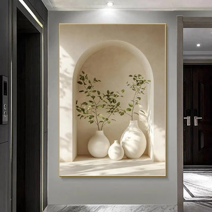 Modern Still Life Vase Arched Alcove Minimalist Wall Art Canvas Prints Architectural Poster For Living Room Dining Room Home Decor