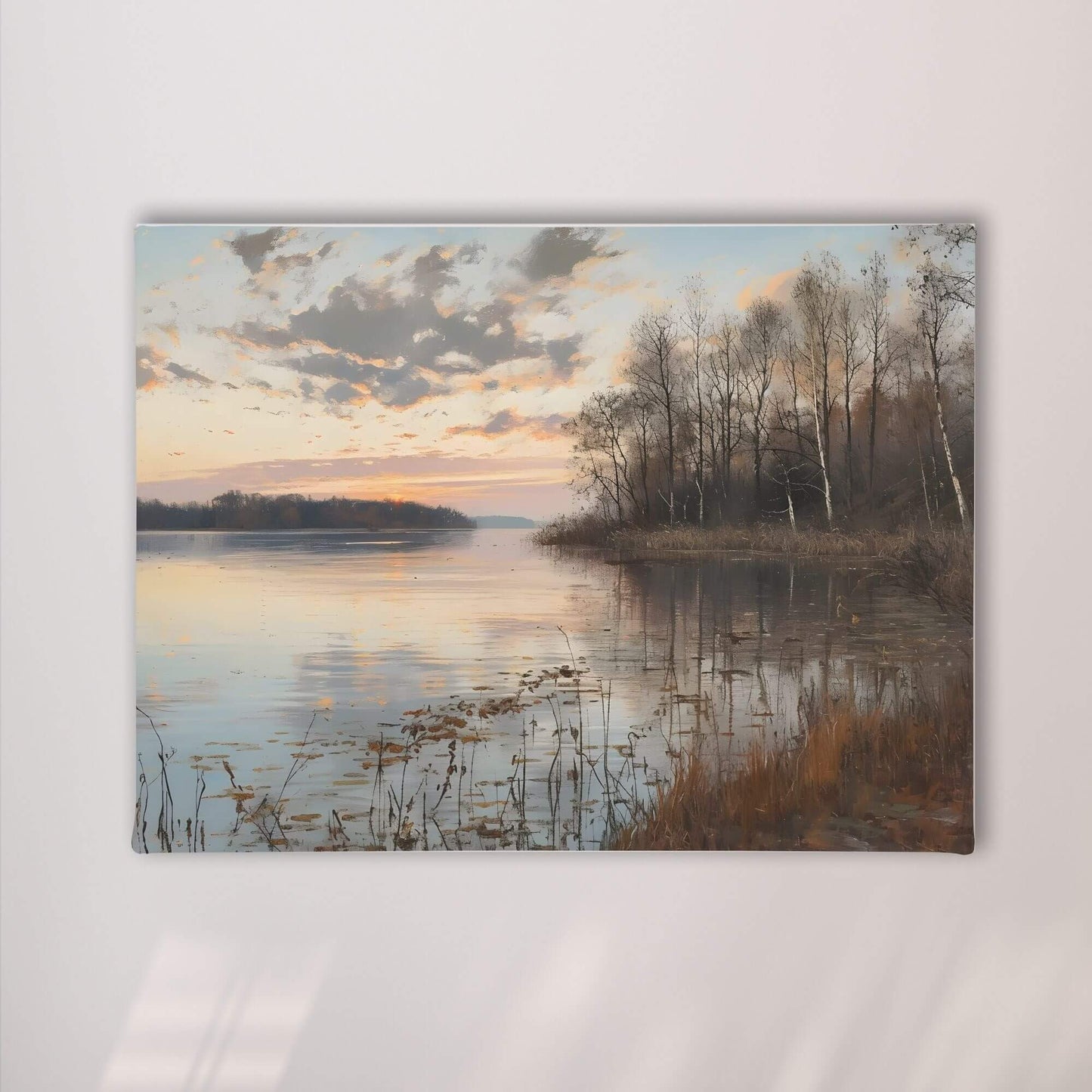 Moody Abstract Sunset Landscape Framed Wall Art Canvas Print – Dark Horizon Art