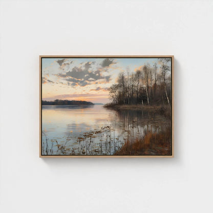 Moody Abstract Sunset Landscape Framed Wall Art Canvas Print – Dark Horizon Art