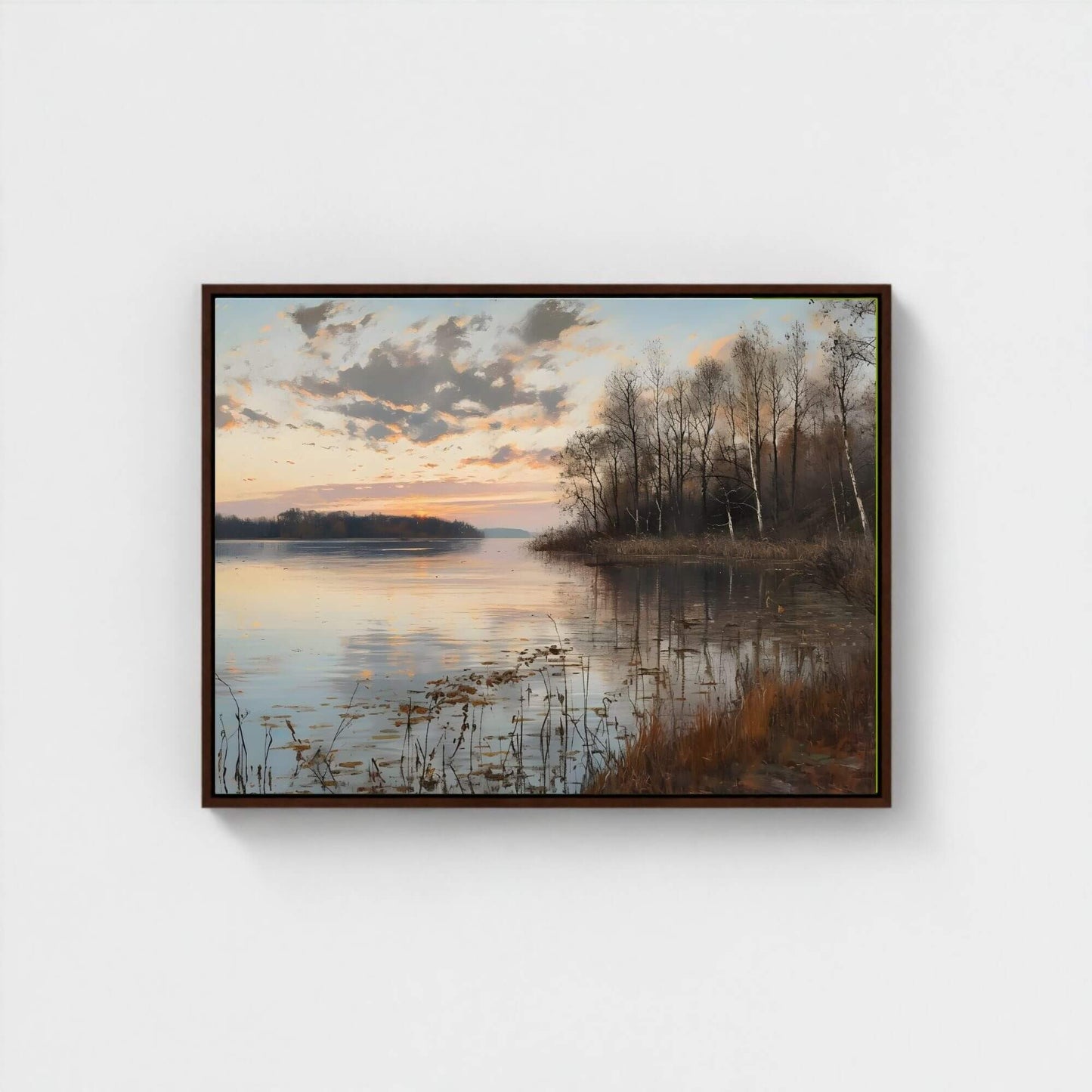 Moody Abstract Sunset Landscape Framed Wall Art Canvas Print – Dark Horizon Art