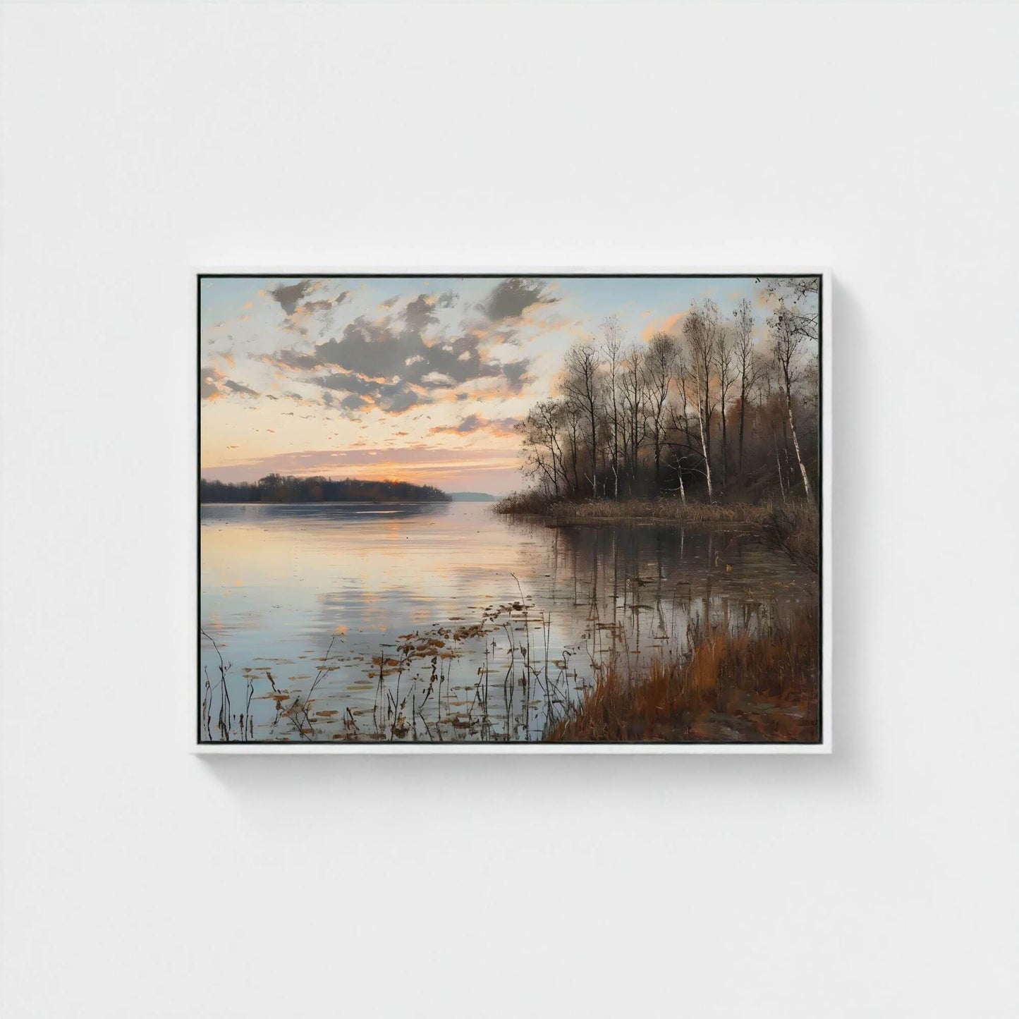 Moody Abstract Sunset Landscape Framed Wall Art Canvas Print – Dark Horizon Art